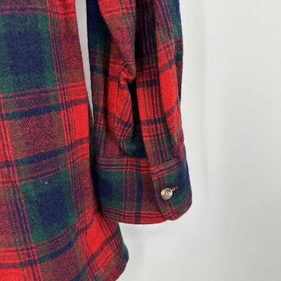Greenbriar Red Green Christmas Long Sleeve Wool Blend Button Front Shirt Sz Med - Picture 9 of 9